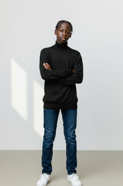 Men's Black Turtleneck Sweater
