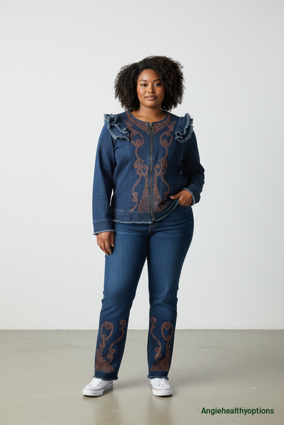 Vintage Ruffle Embroidered Denim Jacket