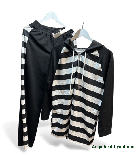 Monochrome Stripes Tracksuit Set
